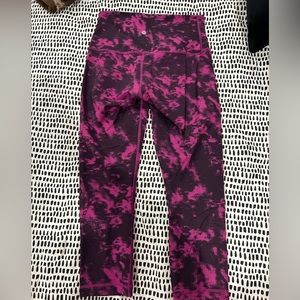 LULULEMON Size 8 Wunder Under Crop II Luon Breezie Regal Plum Black Gym